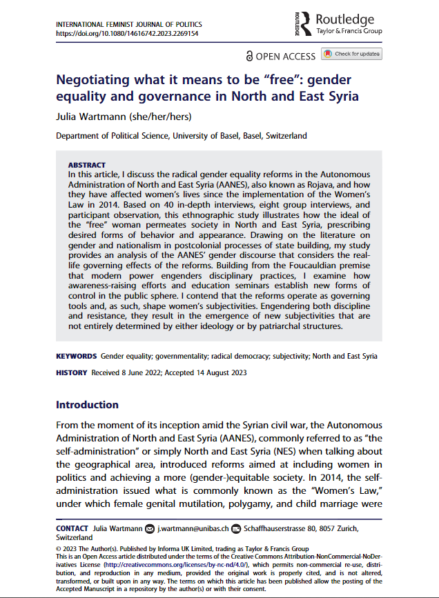 Gender equality and governance in North and east Syria