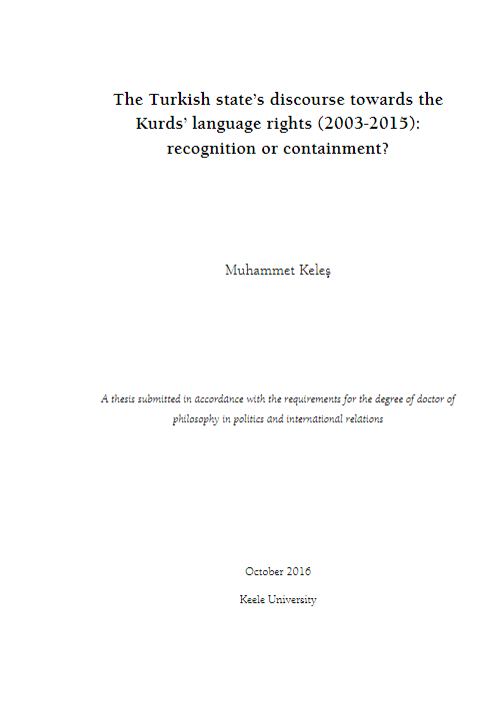 The Turkish state discourse towards Kurds' language rights